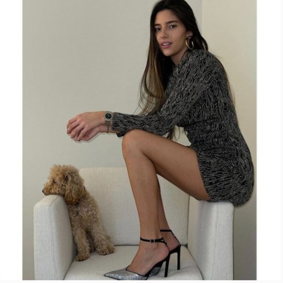 ZARA KNIT STRETCH DRESS WITH METALLIC THREAD - Picture 1 of 16